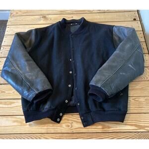 Golden Bear Wool Leather Leatherman Jacket Size XL Tall Men’s Black Snap Front